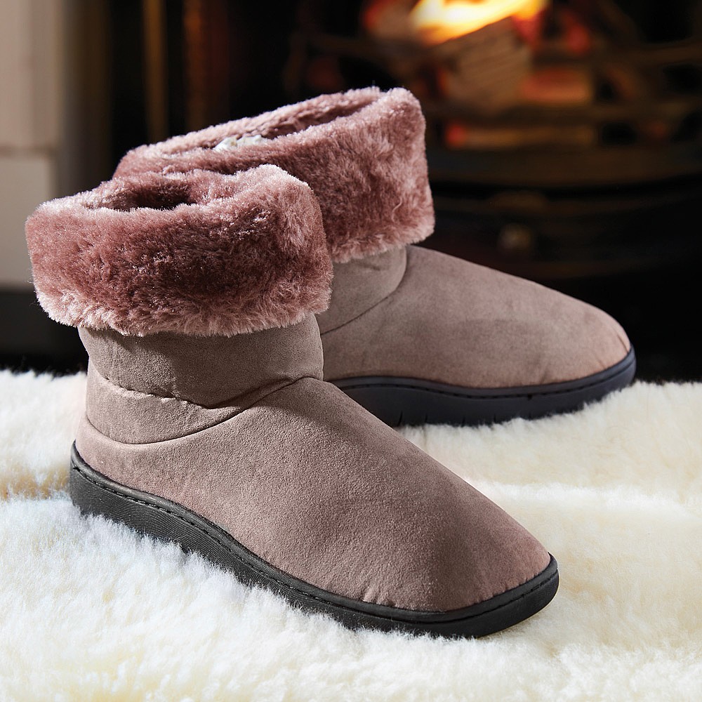 womens bootie slippers with rubber soles