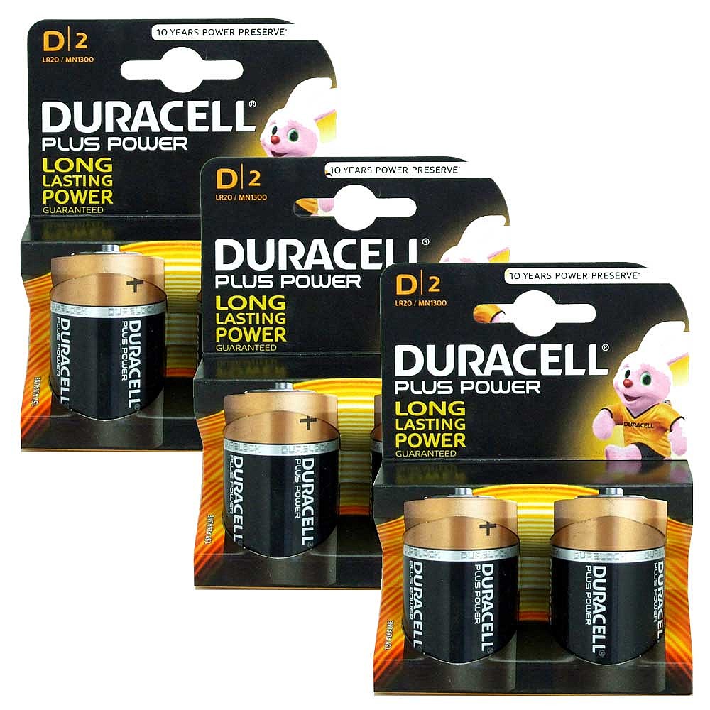 3 x Duracell D Batteries Pack of 2. Long lasting quality.