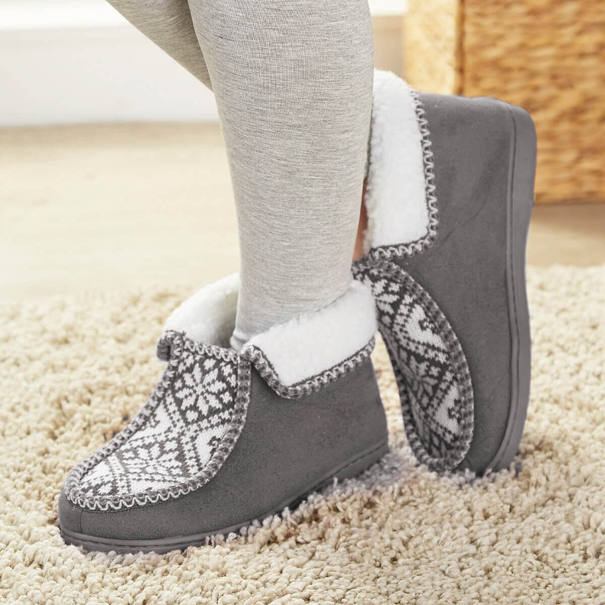 Image of Ladies Nordic Ankle Slippers Small in Grey