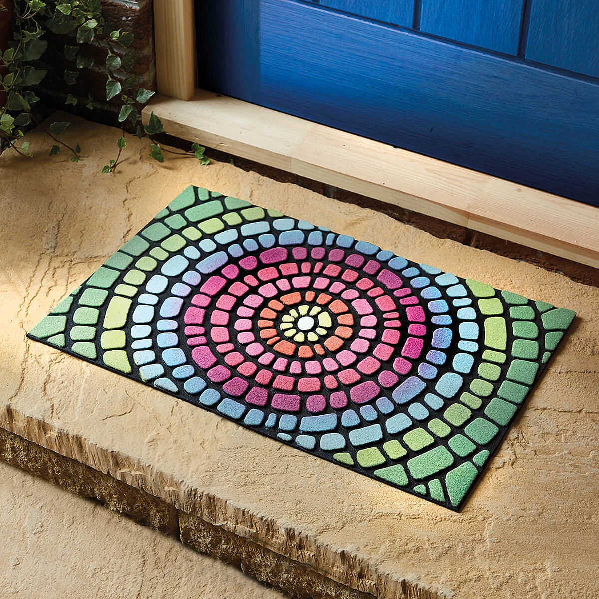 Rainbow Doormat Tough nylon bristles remove mud and grime