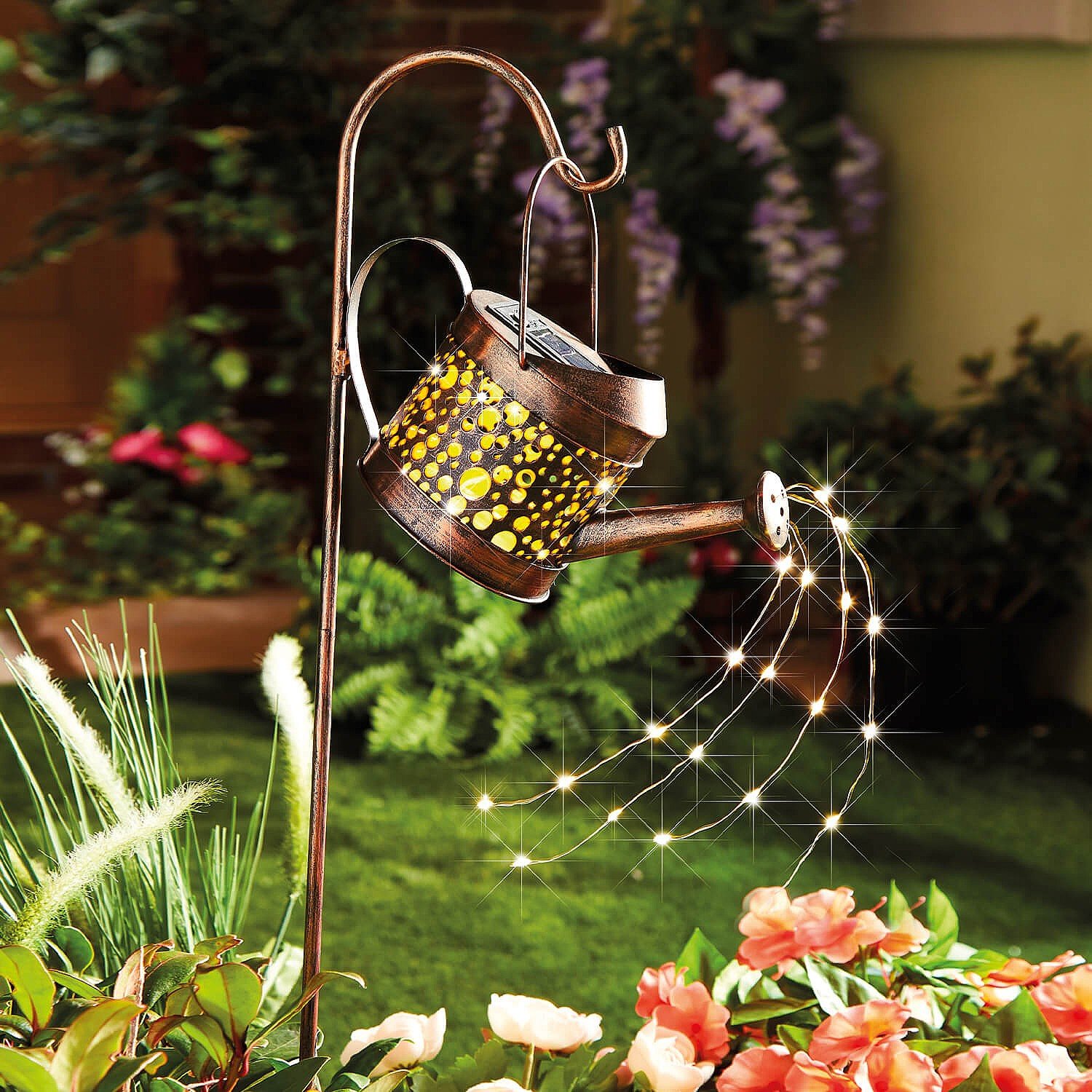 Solar Cascading Watering Can Garden Decor & Accessories Coopers Of