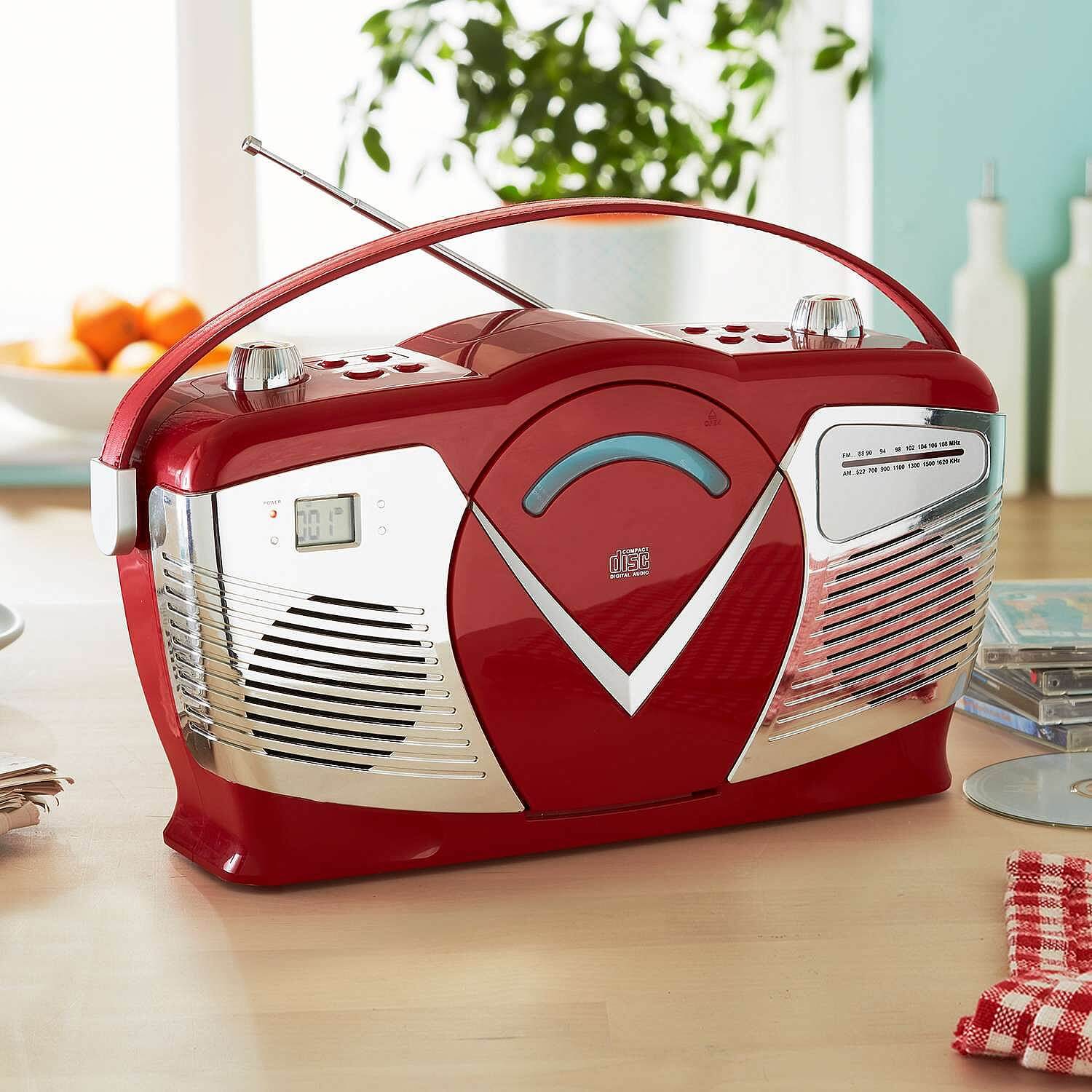 Retro CD Player Boombox Red Audio & Visual Coopers Of Stortford