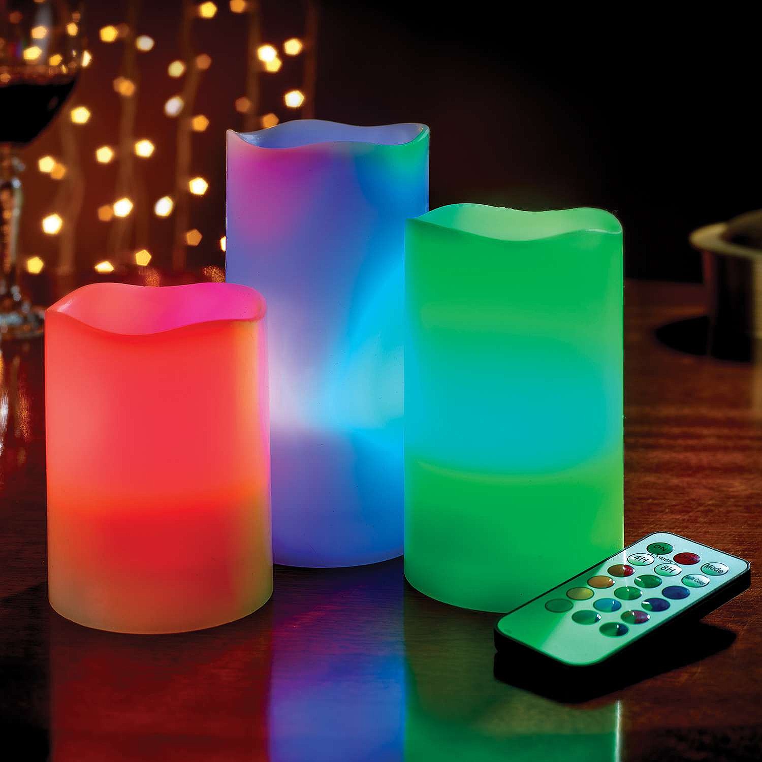 LED Colour-Changing Candle Lights Set of 3