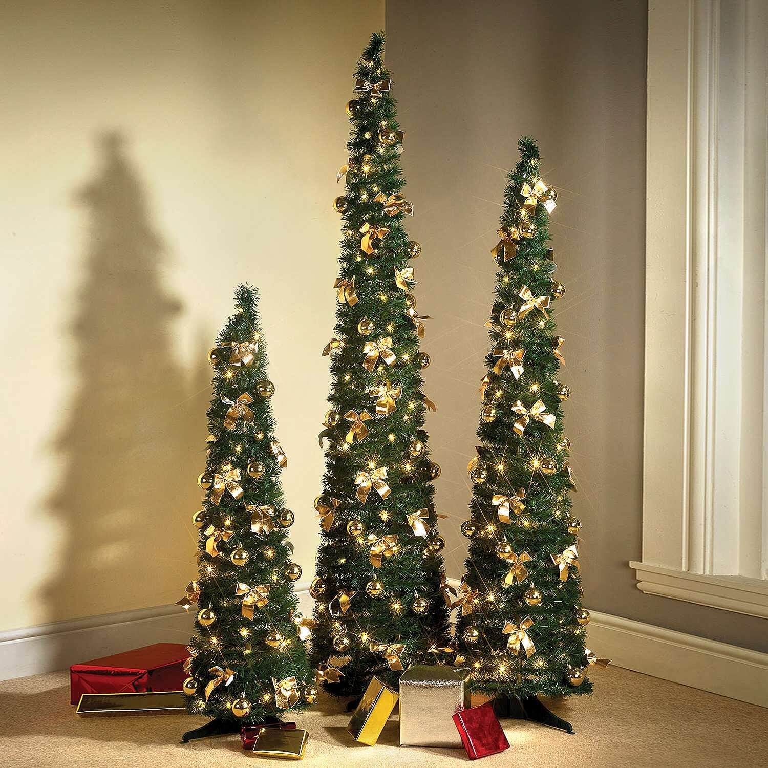 Pre-Lit Pop Up Slimline Christmas Tree
