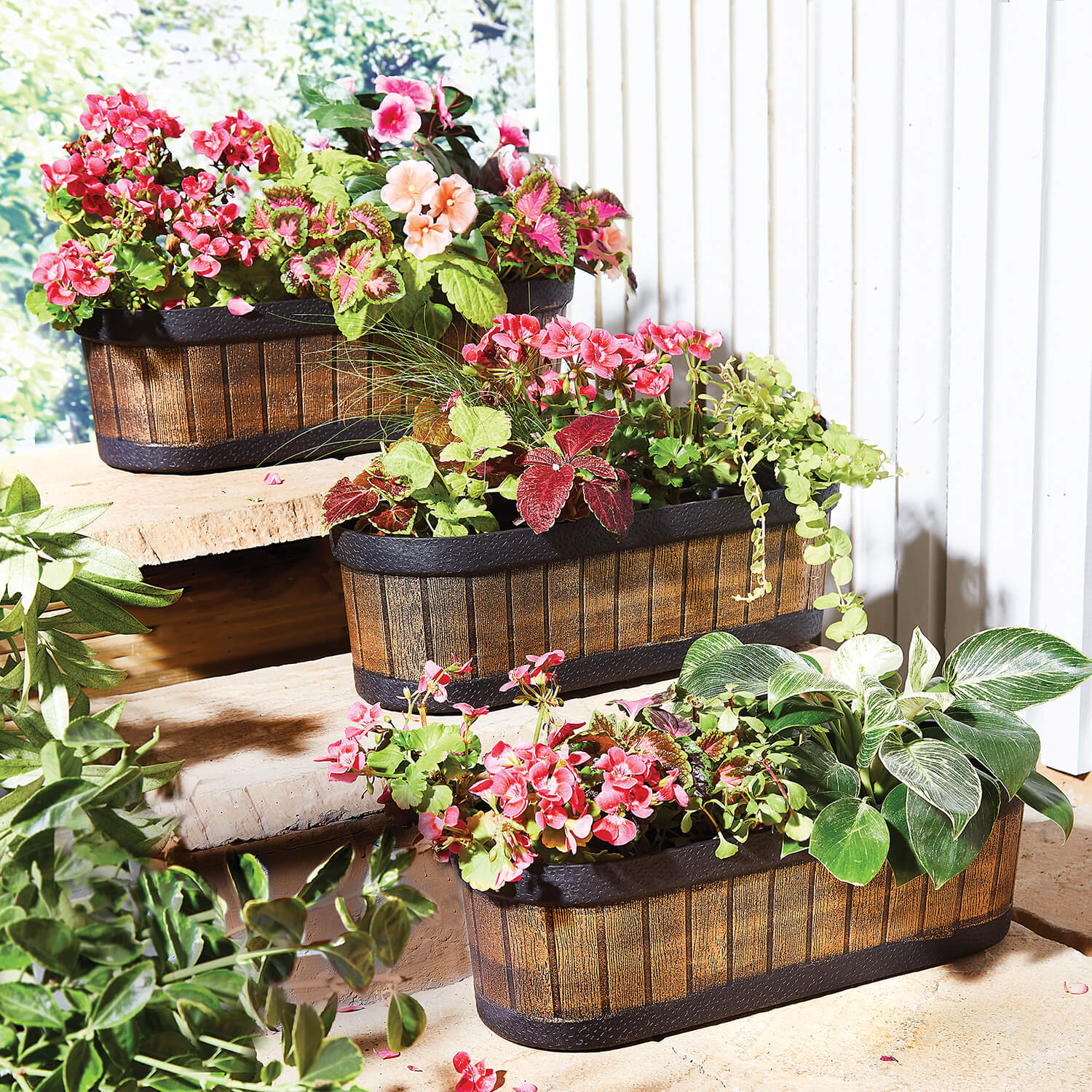 Set 3 Oval Barrel Planters