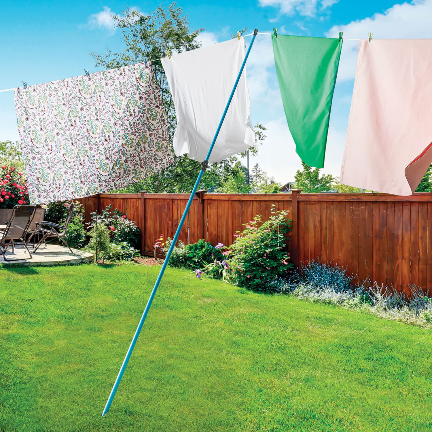 Image of Telescopic Laundry Washing Line Pole Green&hellip;