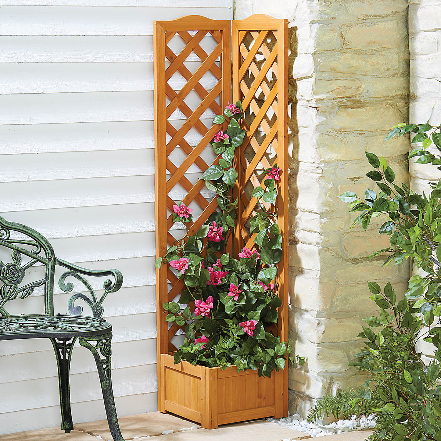 Wooden Corner Trellis Planter