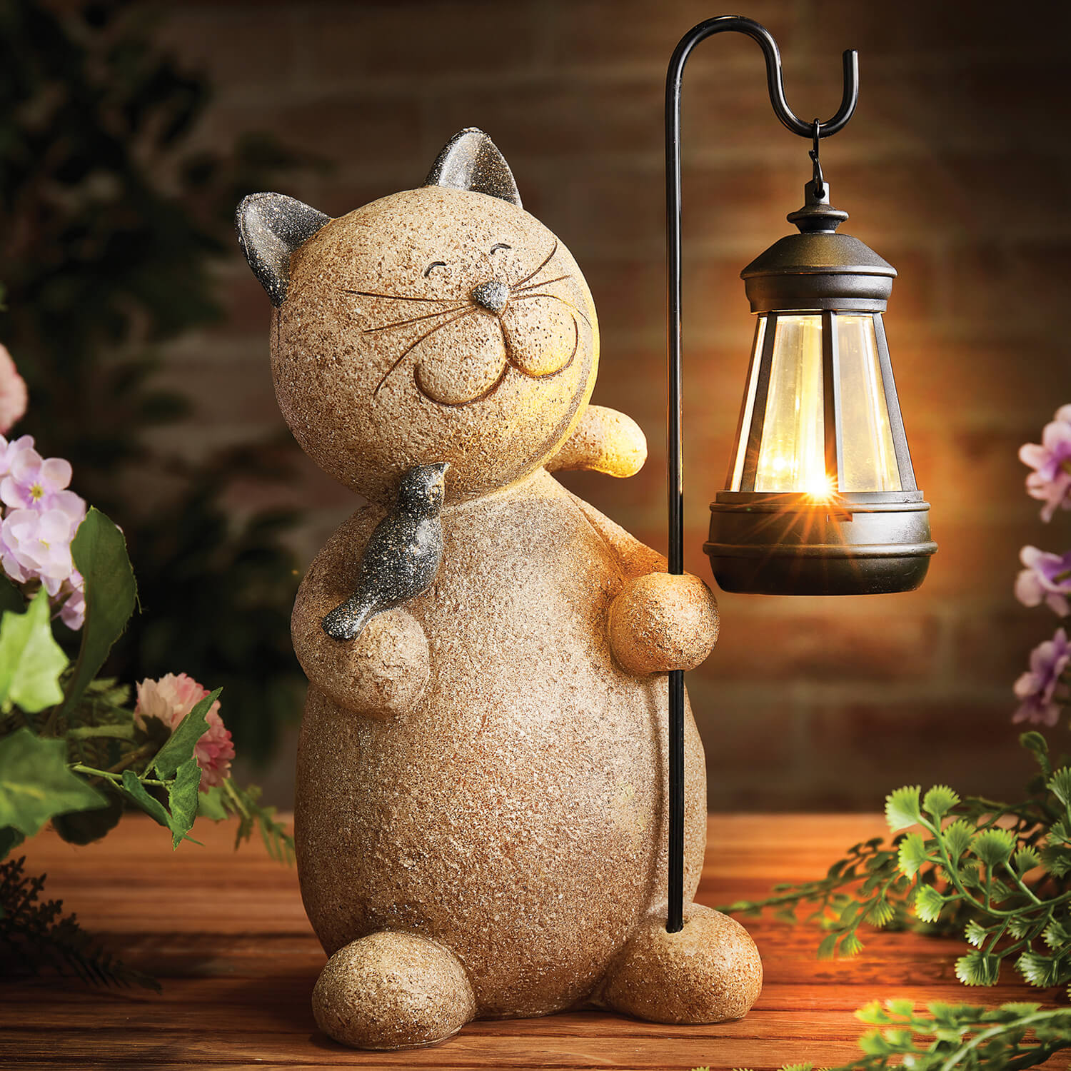 Cat Ornament with Solar Lantern