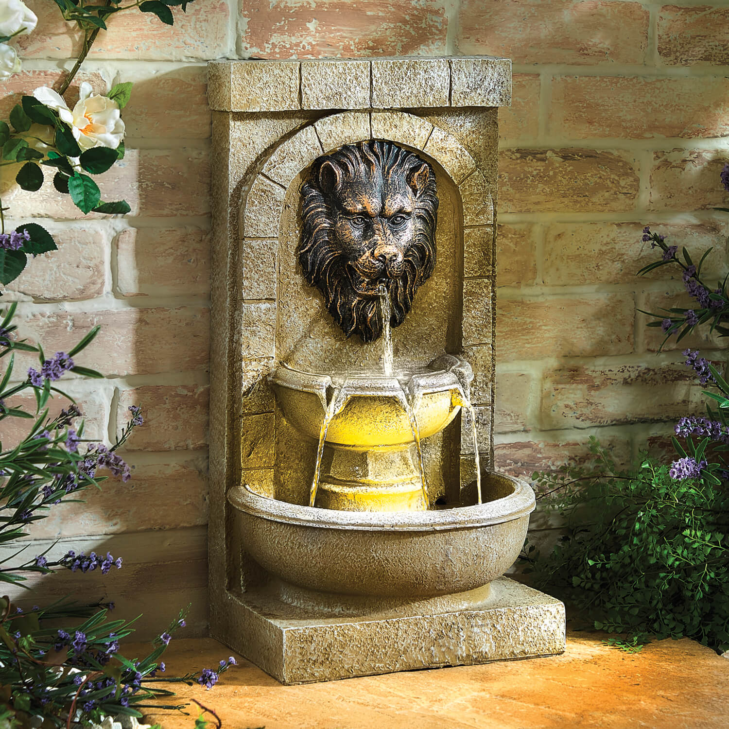 Solar Lion’s Head Water Feature