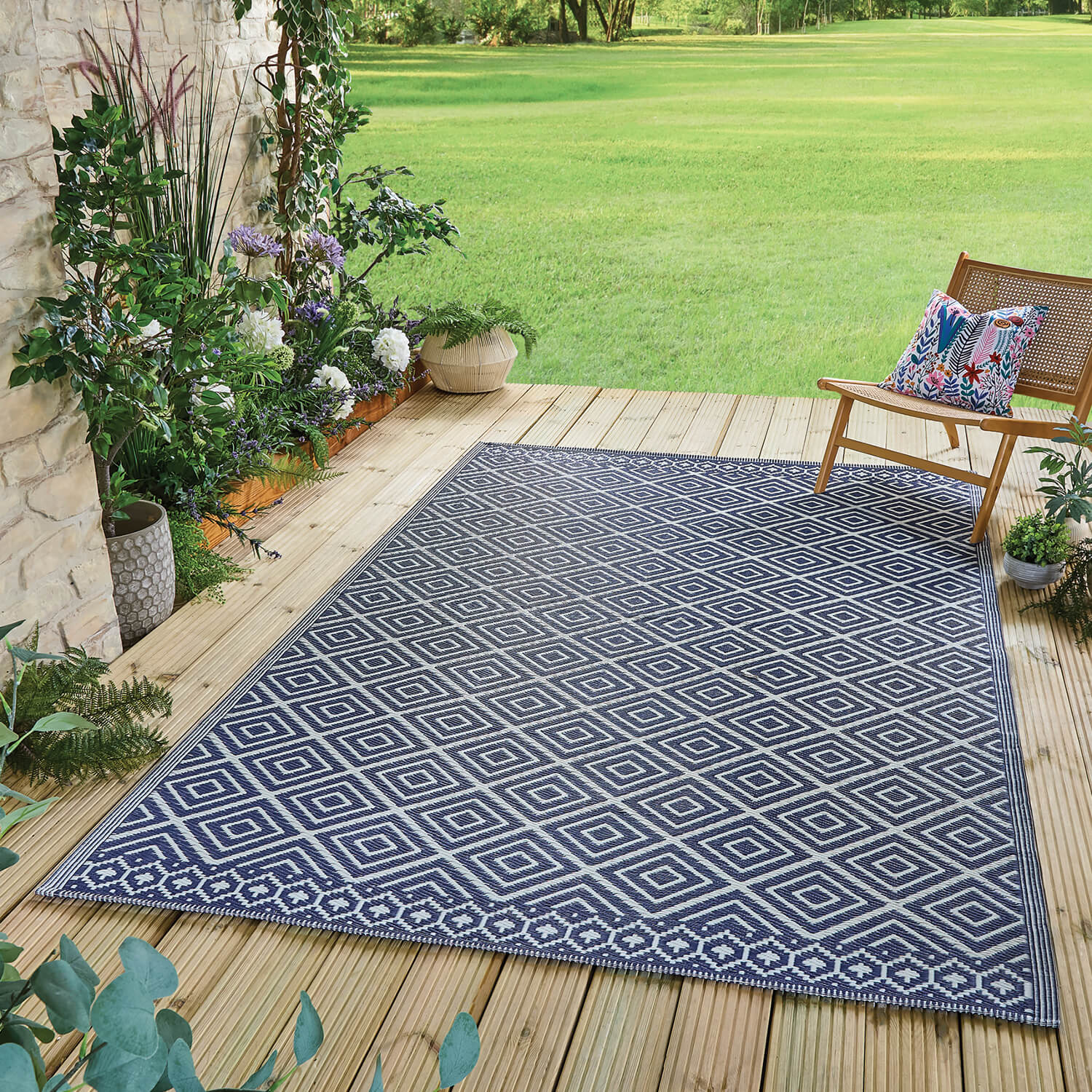 Blue Aztec Garden Rug