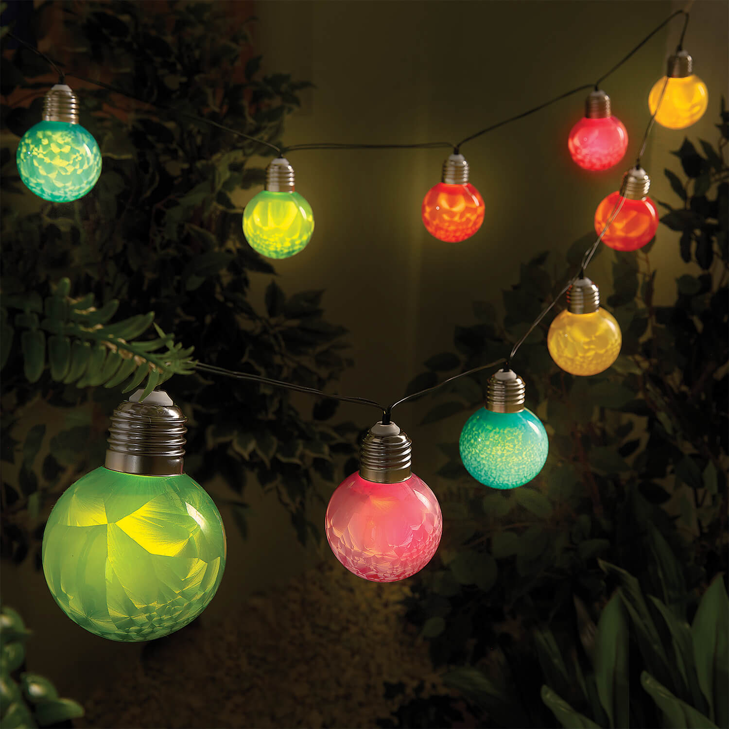 10-Piece Solar Mottled Bulb String Lights