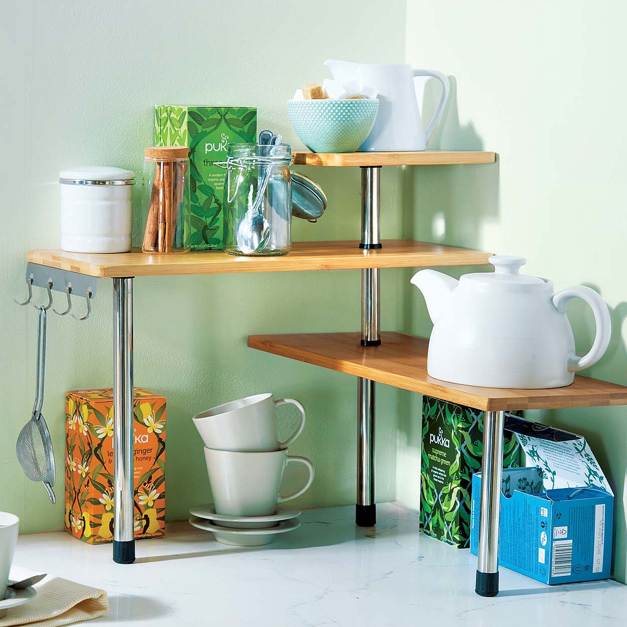 Bamboo Corner Shelf no drilling or fixing required.