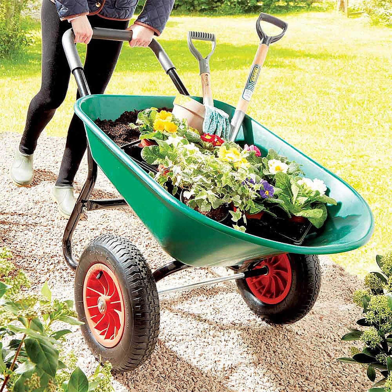 2Wheel Wheelbarrow 2 wheels for superb stability.