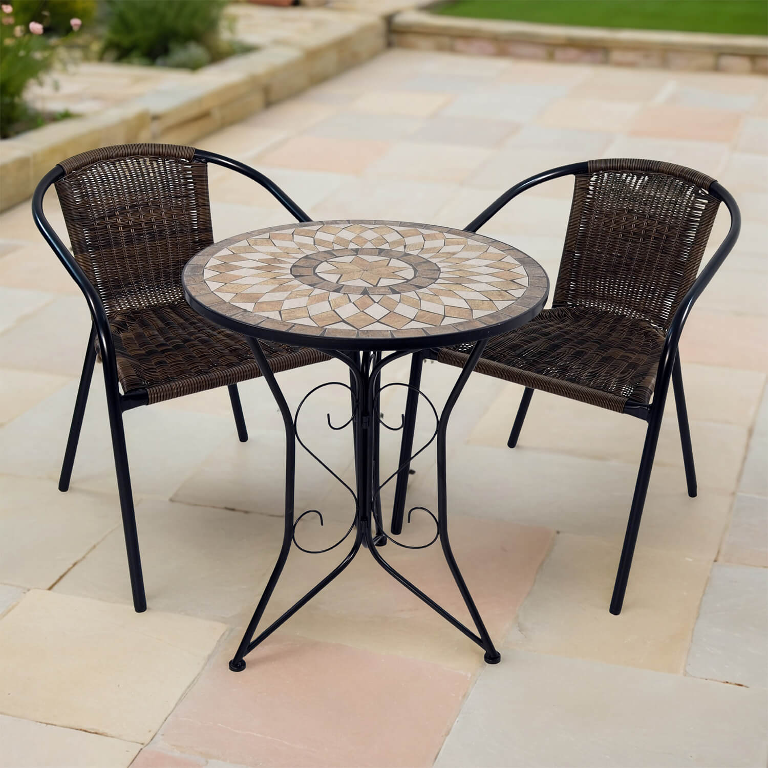 Brava Bistro 60cm Table with 2 San Remo Chairs Set