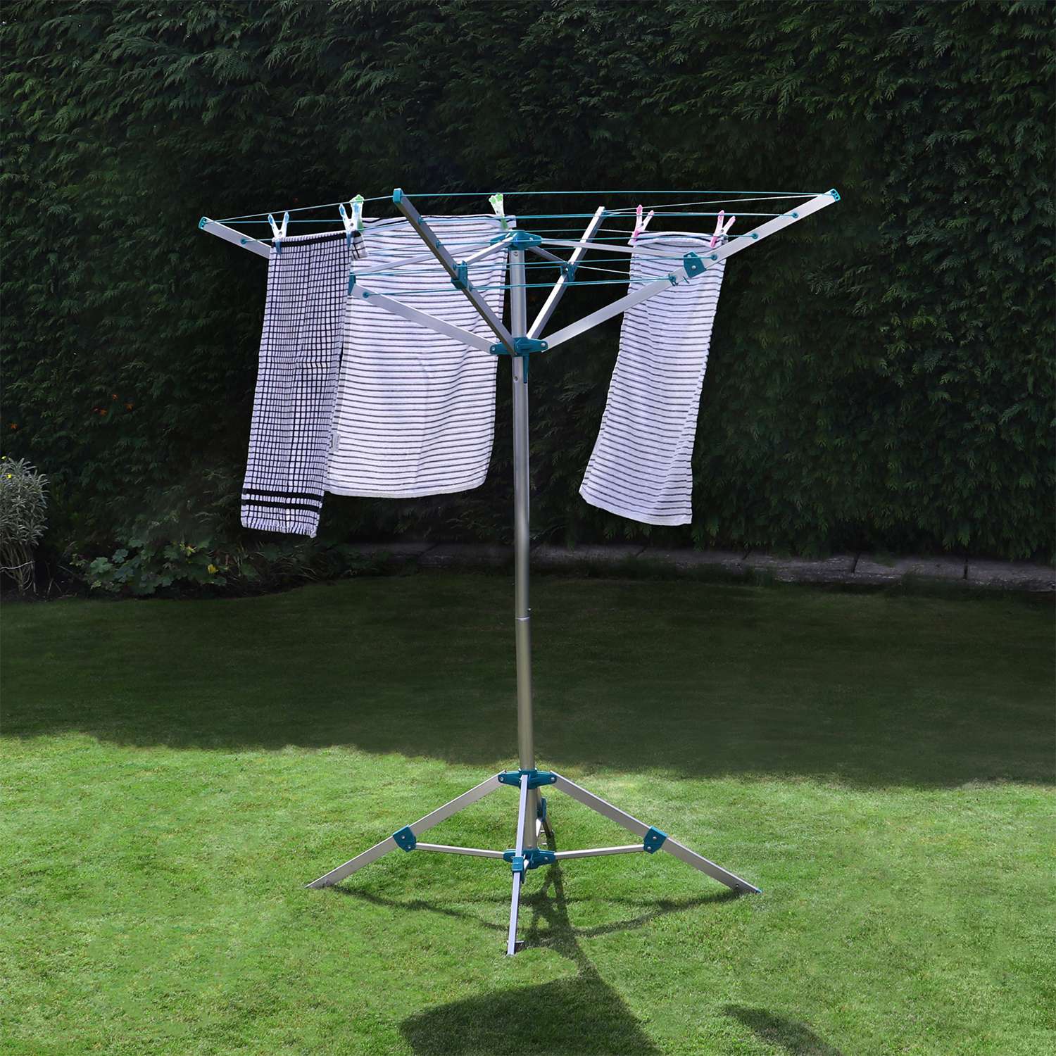 Silver 16M 4 Arm Portable Aluminium Rotary Airer
