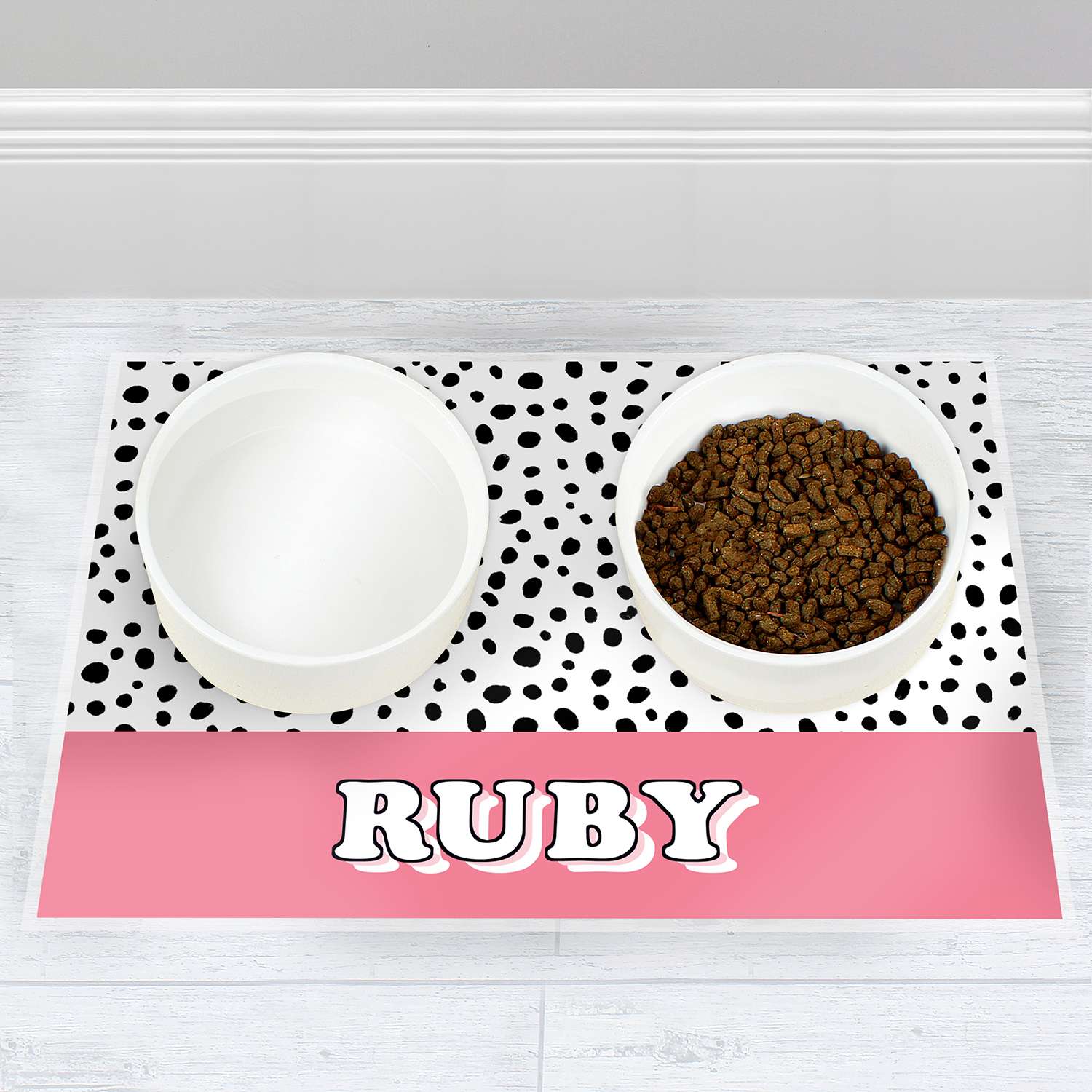 Image of Pink Spots Dog Placemat Personalised