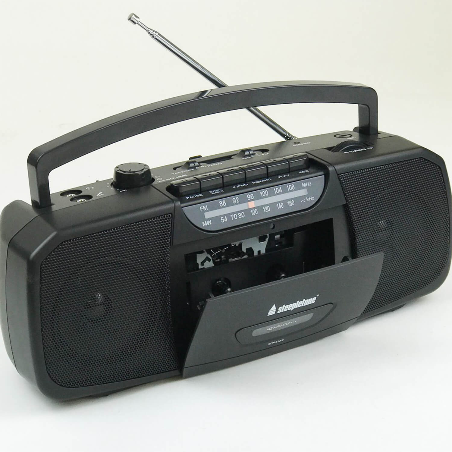 Image of Black Stereo Portable Cassette Player, Record&hellip;