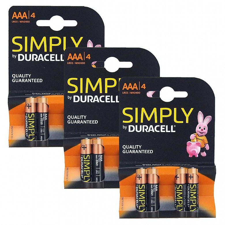 Duracell AAA Batteries 3x Pack of 4