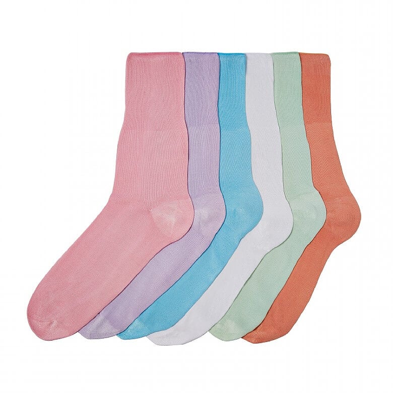 Cotton Crew Socks for Women Pink 3 Pairs Smooth Toe Seam Socks