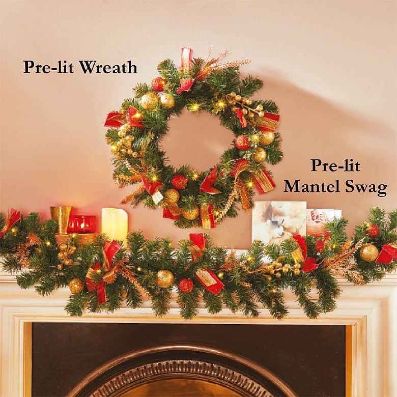 Pre lit mantle swag deals
