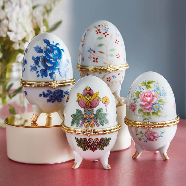 Set of 4 Porcelain Decorative Eggs