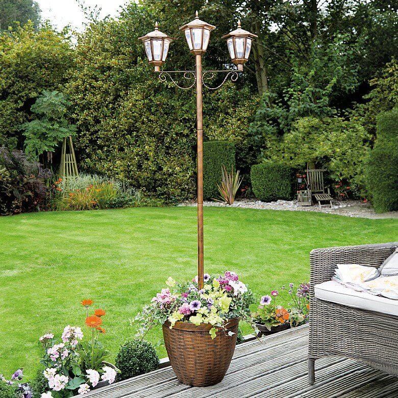 Solar Lamp Post With Planter Coopers, Solar Lamp Post With Planter Base
