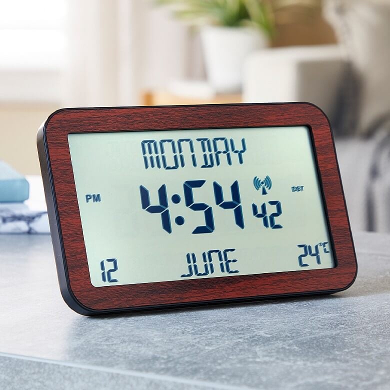Giant Radio Controlled Clock Led Display Wood Effect Frame Giant Radio Controlled Clock Led, Large Outdoor Radio Controlled Clock