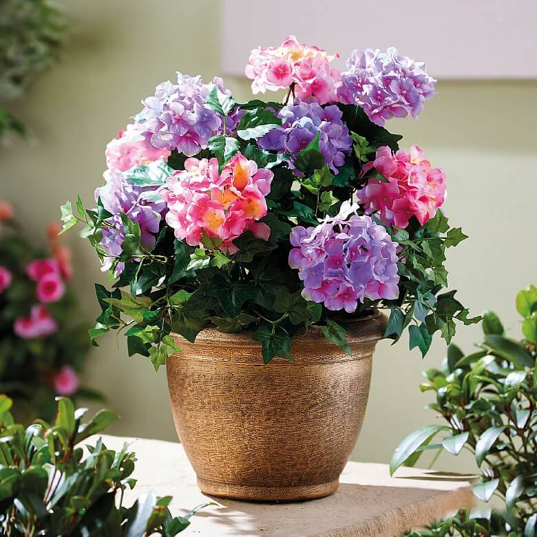 Artificial Potted Flowers Pink Hydrangea Buy 2 Save 10