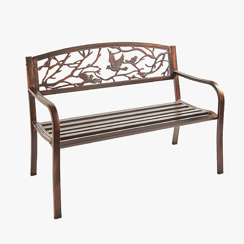Metal Garden Bench Bird Design