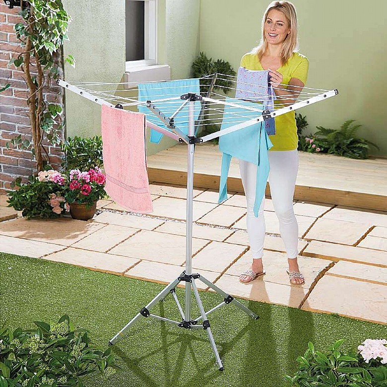 Arm Retractable Free Standing Rotary Washing Line With Stable Legs