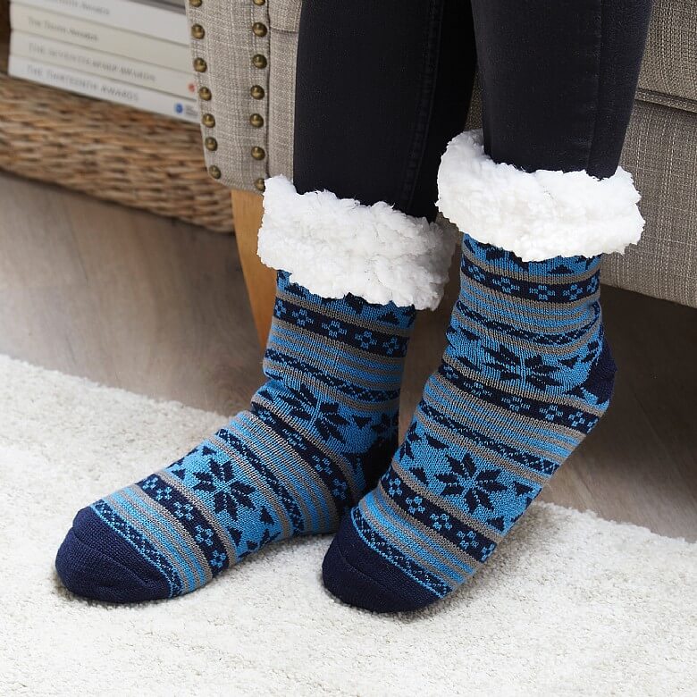 Men Hand knitted Long Slipper Socks with Suede Soles/ Warm Socks/ Wool  Slippers | eBay