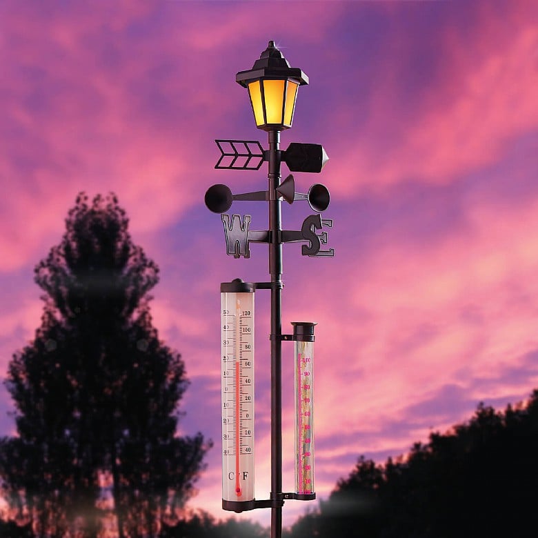 Garden Weather Station with Solar Light