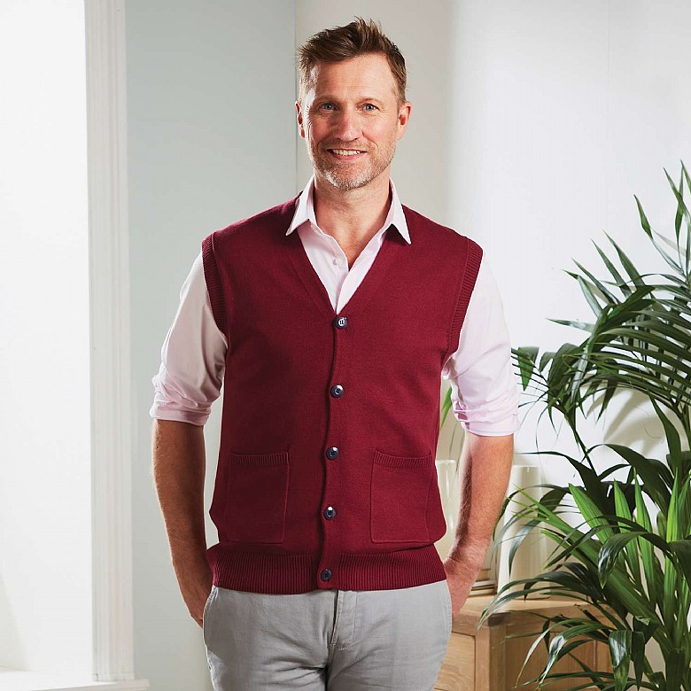 Mens Sleeveless Cardigan Pack of 2 Burgundy/Black