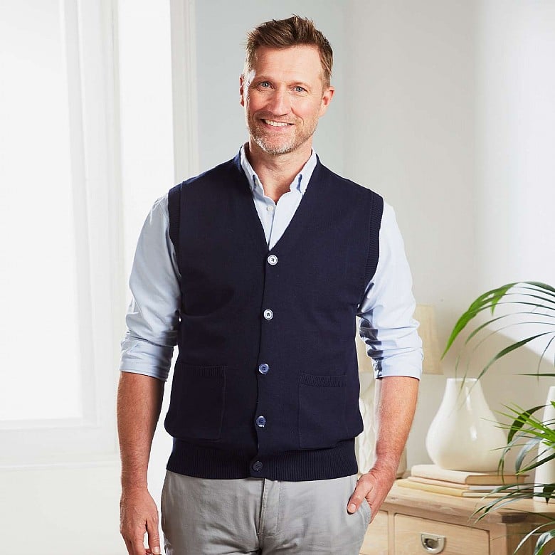 Mens Sleeveless Cardigan - Pack of 2 Navy/Grey