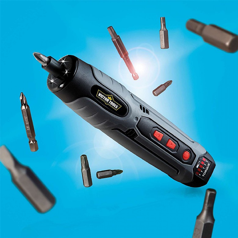 Cordless screwdriver with light clearance