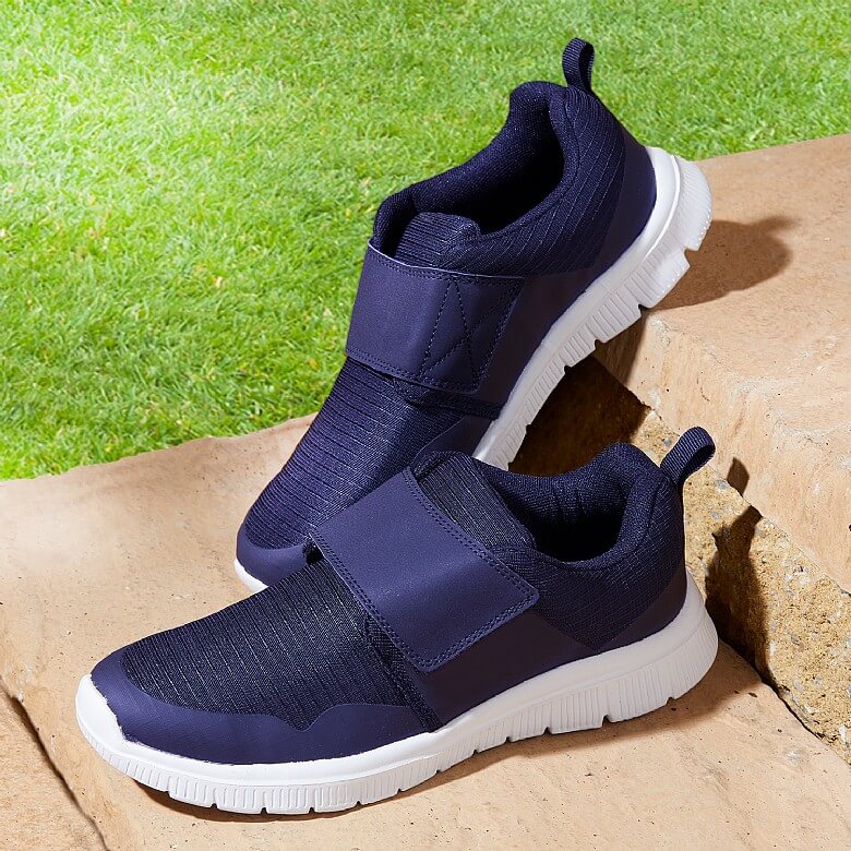 Ladies Memory Foam Slip-on Adjustable Trainers Navy