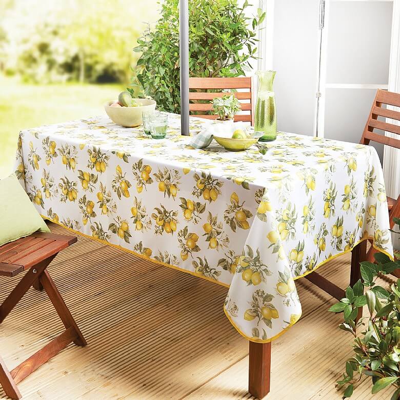 Lemon Print Rectangular Tablecloth with Parasol Zip