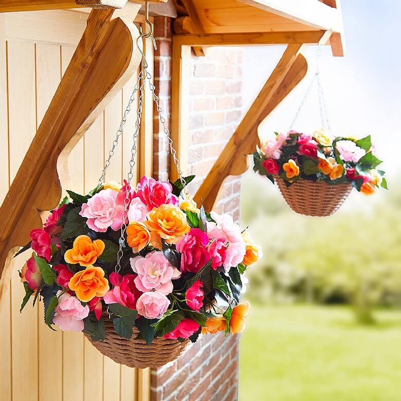 Silk flower baskets discount