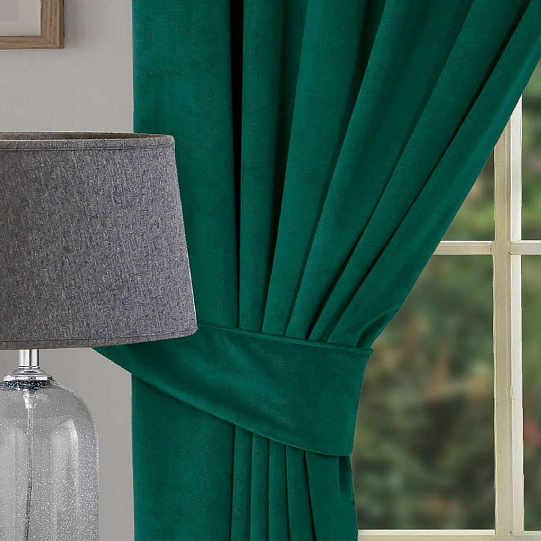 Bagaille VELOURS CURTAIN ★ GREEN Lined Velour Curtains - Bottle Green