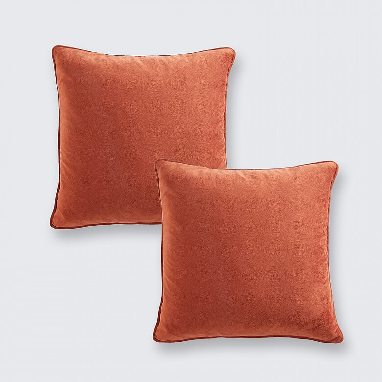 Pack of 2 Plain Velvet Cushion Covers Terracotta Coopers Of