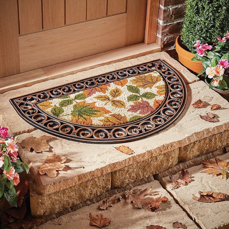 Autumn Half Moon Coir and Rubber Door Mat Rugs & Mats Coopers Of