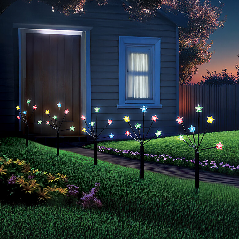 Set of 5 Star Branch Path Lights Multicoloured Coopers Of Stortford