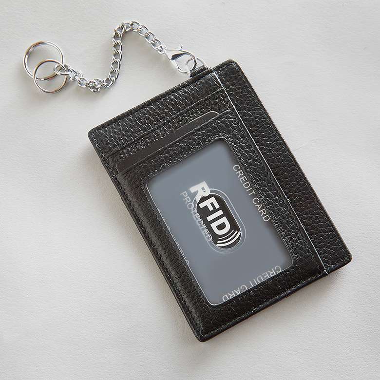 RFID Leather Keyring Card Wallet Black - Buy 2 Get 1 Free