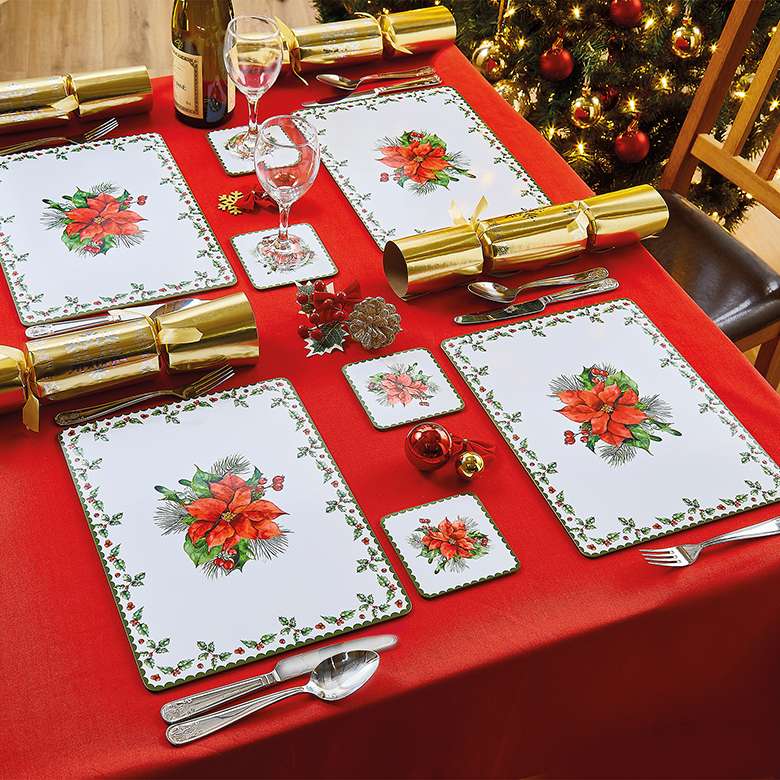 Set of 4 Placemats and 4 Coasters Christmas Dining Coopers Of Stortford