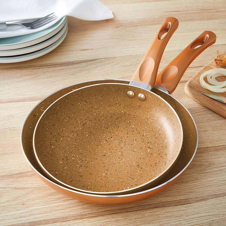 The Rock Copper Frying Pan, Non-stick, Dishwasher & Oven Safe, 2