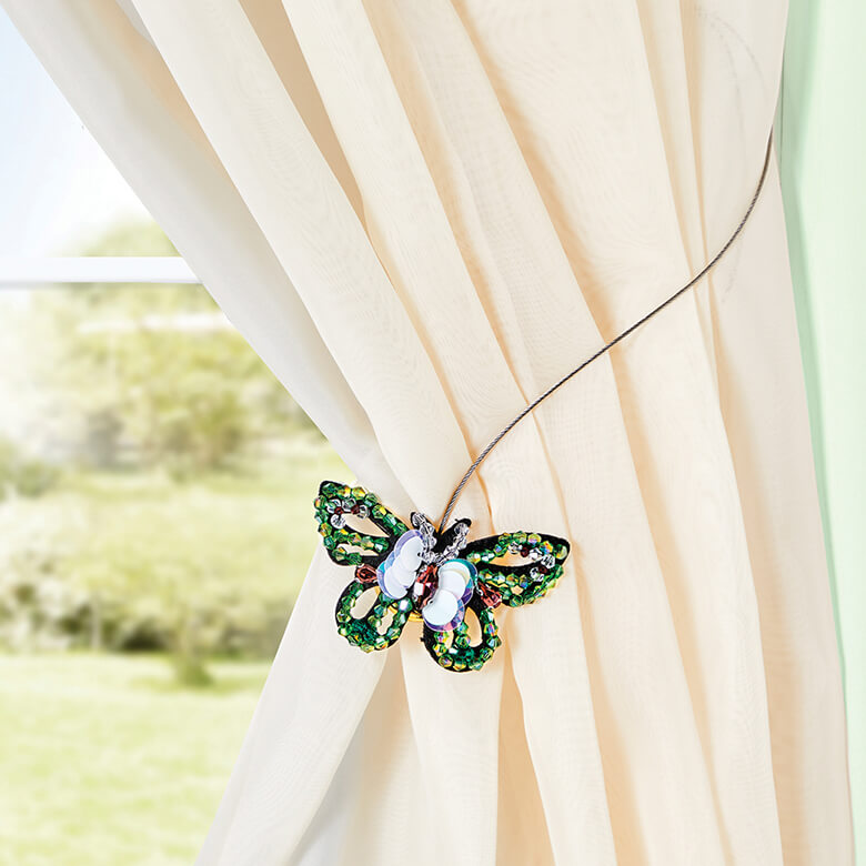 Green Pack of 2 Butterfly Magnetic Tiebacks Coopers Of Stortford