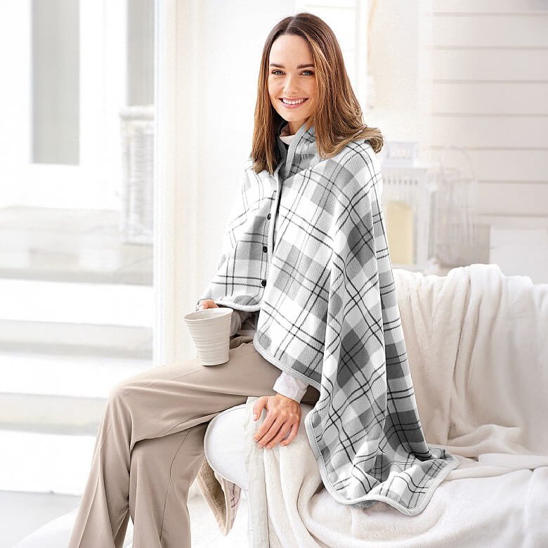 Grey Fleece Lined Blanket Wrap