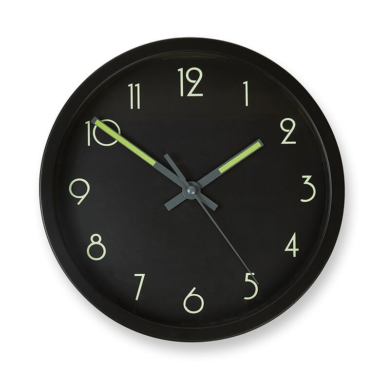 Black Glow-in-the-Dark Wall Clock