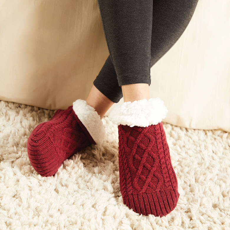 Cable Knit Indoor Slipper Socks - Buy With Housecoat & Save £10