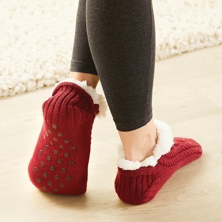 Cable Knit Women's Gripper Slippers Cable Knit Indoor Slipper